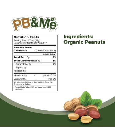 PB&Me Organic Powdered Peanut Butter - Keto Snack, Gluten Free, Plant Protein - 16oz (1lb) - No Sugar Added - Buy Online on GoSupps.com