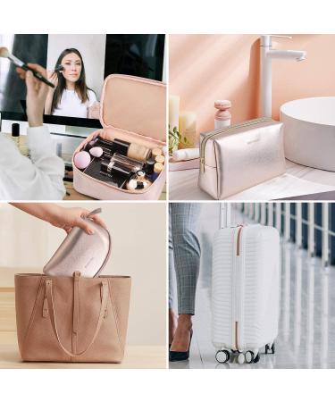 MAANGE 3 Pcs Portable Travel Makeup Bag Set - Waterproof Cosmetic Organizer with Gold Zipper for Women and Girls (Rose Gold) - Buy Online on GoSupps.com