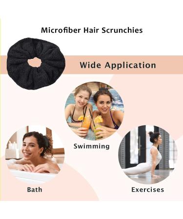 3-Piece Microfiber Hair Drying Towels Scrunchies Set - Super Absorbent & Anti-Frizz Hair Ties for Women - Black - Buy Online on GoSupps.com