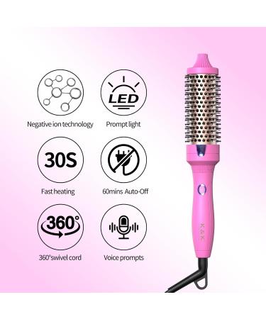 K&K 1.5" Ceramic Tourmaline Ionic Curling Iron - Rose Red Thermal Brush Dual Voltage Volumizer 350 F Non-Damaging Heat | International Shipping Available - Buy Online on GoSupps.com