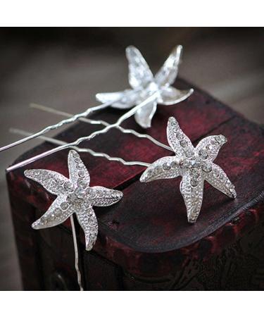 6pcs U Shape Starfish Hair Pins | Elegant Wedding Party Accessory - International Shipping - Buy Online on GoSupps.com