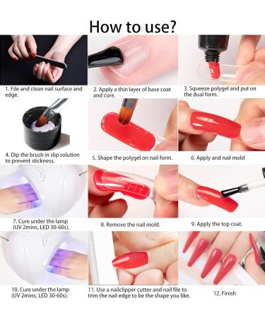 Buy Gzmayuen Poly Nails Gel Kit - Transparent Poly Nail Extensions & Slip Solution - 30ml Complete Starter Set for Acrylic & Shellac Nails - Buy Online on GoSupps.com