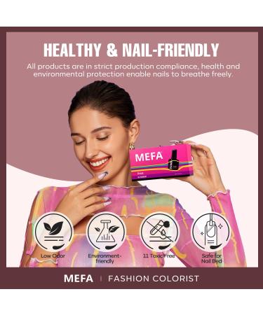 MEFA Gel Nail Polish Set - 12 Colors Including Burgundy Red Champagne Gold Glitter & Dark Purple - Perfect DIY Manicure Gift for Women & Girls - Buy Online on GoSupps.com