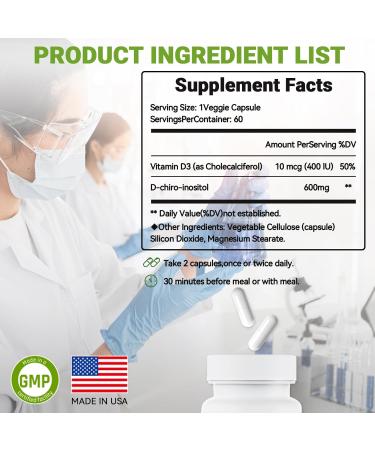 pcoskey D-Chiral-Inositol with Vitamin D3 600mg DCI + 400 IU Vitamin D3 Hormonal Balance & Ovary Support 60 Vegetarian Capsules - Buy Online on GoSupps.com