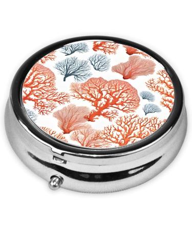 Coral Reef Round Pill Box - 3 Compartment Portable Travel Medicine Organizer | Mini Decorative Pill Case for Vitamins & Tablets - Buy Online on GoSupps.com