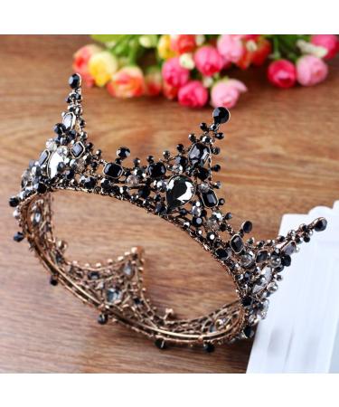 Frcolor Baroque Tiara Bridal Headpiece - Rhinestone Wedding Crown Hairband (Black) | Shop Internationally - Buy Online on GoSupps.com