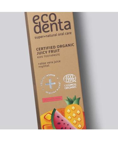 Ecodenta Kids Fluoride-Free Organic Juicy Fruit Toothpaste 75ml - Bubblegum Taste - Natural Children's Toothpaste - Pack of 1 - Buy Online on GoSupps.com