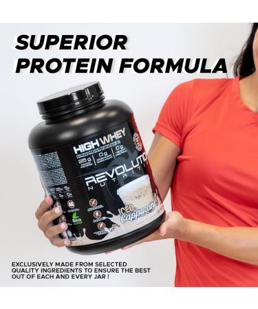 Revolution Nutrition High Whey Protein Powder Whey Isolate Superior Formula Gluten Free 25g of Protein Per Scoop 908 g 24 Servings (Iced Cappuccino 2 Pound) Iced Cappuccino 2 Pound - Buy Online on GoSupps.com