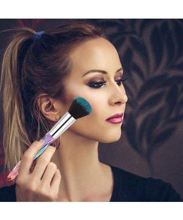 Crystal Handle Makeup Brushes Set - 10pcs Colorful Diamond Kabuki Brushes for Foundation, Concealer, and Eye Shadows - Blue - Buy Online on GoSupps.com