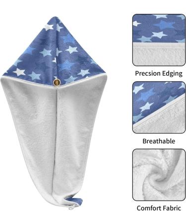 Stars Dry Hair Cap - Quick Drying 2 Piece Towel Set with Button Headband | Super Absorbent & Soft - Buy Online on GoSupps.com