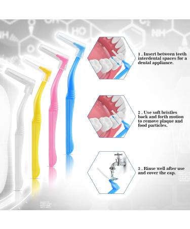 20 Interdental Brushes - L-Shaped Toothbrushes for Between Teeth | Non-Slip Handle | Orange Blue White Pink - Ideal for Effective Tooth Cleaning - Buy Online on GoSupps.com