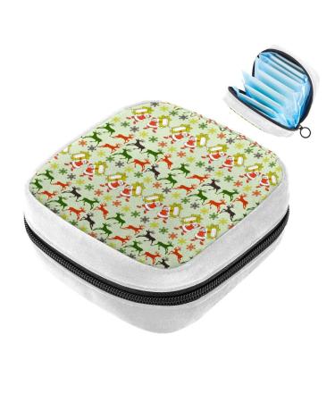 GIAPB Sanitary Napkin Storage Bag Period Bag Tampon Bag Makeup Bag Pad Pouch Cartoon Chrimas Reindeer Color2377