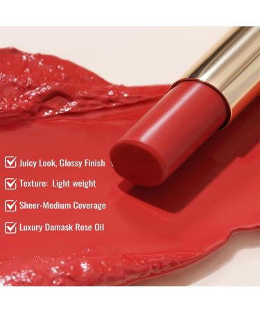 Oulac Moisturising Lipstick Red - Hydrating Tinted Lip Balm for Dry Lips | Juicy Glossy Finish | Vegan & Cruelty-Free - Buy Online on GoSupps.com