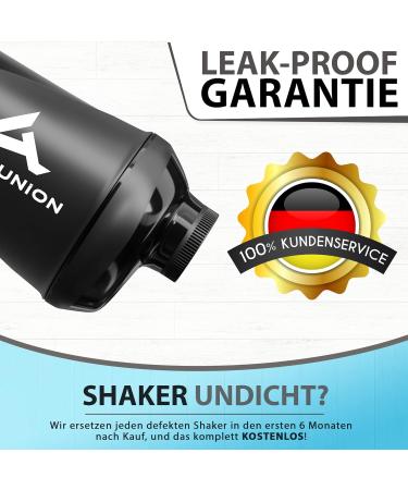 Amityunion Protein Shaker Deluxe 800ml - Leak-Proof BPA-Free Sieve & Scale for Creamy Whey Shakes - Midnight Black - Buy Online on GoSupps.com