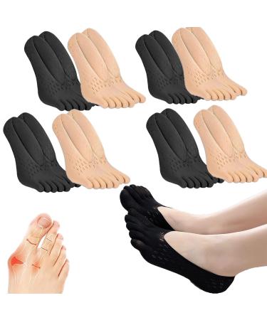 Orthoes Ballenzeh socks projected anti-bale health socks strong joints bale toe relief orthotoe compression socks five finger socks (8 pairs black + skin colors)