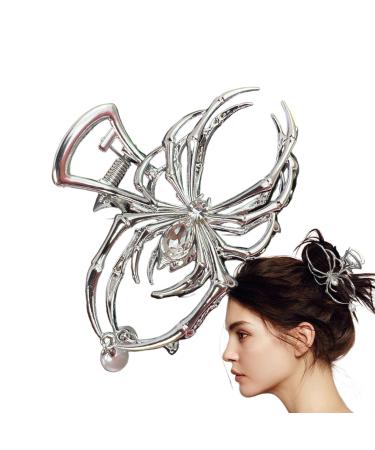 Shakven Spider Hair Claw Clip - Women Halloween Spider Hair Grippers Clip | Halloween Hair Accessories for Dating Business Trip Pool Traveling Silver