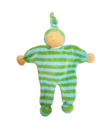 Under The Nile Organic Cotton Baby Buddy Lovey Toy - Green and Blue Terry