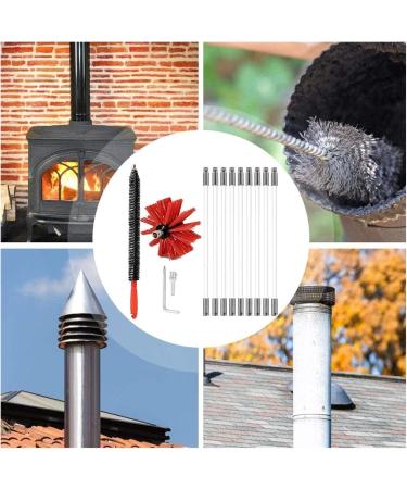 Chimney Flue Cleaning Rod & Brush Set - Complete Duct Cleaning Kit for Lint Removal (9 Rods 410mm) - International Shipping Available - Buy Online on GoSupps.com