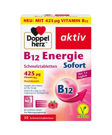 Doppelherz B12 Energy immediately - vitamin B12 contributes to reducing fatigue and exhaustion at - vegan and high -dose - 30 slims - Buy Online on GoSupps.com