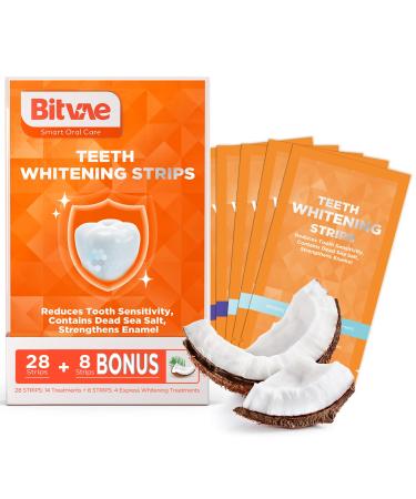 Teeth Whitening Strip for Senitive Teeth - Whitening Without The Sensitivity, Fast Whiter Teeth, Bitvae Teeth Whitening Strip Kit, 18 Treatments 36 Strips Coconut