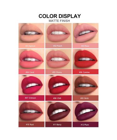 12 Colors Matte Lipstick Pen Set - Waterproof Lip Liner Crayon Long-lasting & Non-sticky with Built-in Sharpener - Buy Online on GoSupps.com