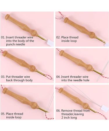 Wooden Handle Embroidery Pens Set with 3PCS Yarn Sewing Punch Needles and Needle Threaders - DIY Rug Hooking and Craft Supplies by BENBO - Buy Online on GoSupps.com