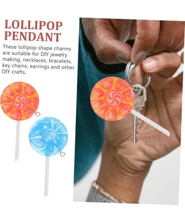 12 Pcs Lollipop Keychain Key Fob Lollipops DIY Pendant Charms DIY Lollipop Charms Self Made Bracelet 6X3CMx2pcs Assorted Colorx2pcs - Buy Online on GoSupps.com
