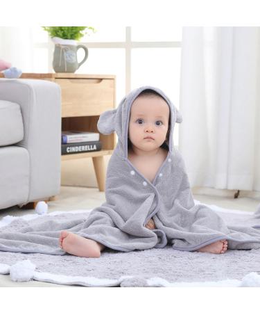 Hilmocho Baby Bath Towel with Hood | Ultra Soft Coral Velvet | 110x68CM Grey - Buy Online on GoSupps.com