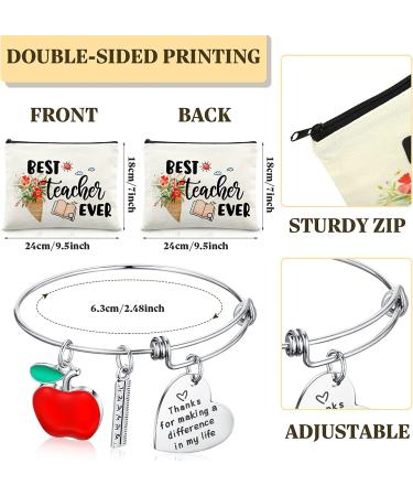 Teacher Appreciation Gift Set: 8 pcs Makeup Pouches & Bangle Bracelets - Graduation & End of Year Thank You Gifts for Women - Buy Online on GoSupps.com