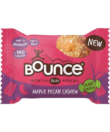 Bounce Plant Protein Maple Pecan & Cashew Nut Butter Filled Balls - 12 Count (420g) | Vegan Protein Snack - Buy Online on GoSupps.com