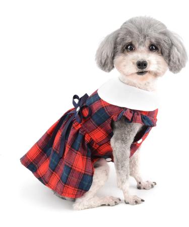 Zunea Plaid Dog Summer Dress for Small Dogs | Princess Style with Bowknot | Cute Ruffled Sleeveless Skirt | Soft Female Dress for Chihuahua Yorkie | Red | Size S - Buy Online on GoSupps.com