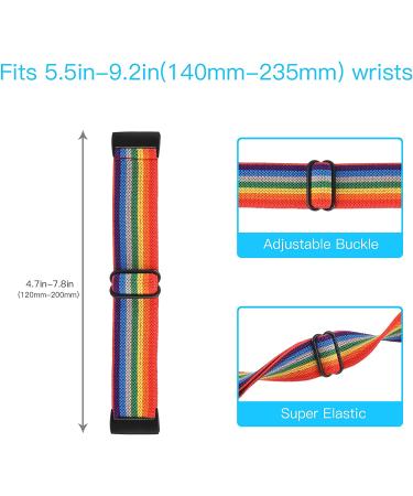 Adjustable Nylon Watch Band for Fitbit Charge 4/3/SE | Stretch Breathable Rainbow Multicolor Strap for Women/Men - Buy Online on GoSupps.com
