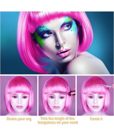 PLULON Peach Pink Bob Wig and Sunglass Set Neon Short Bob Wig Sunglass Pack Costume Colorful Cosplay Wig Hairpieces for Bachelorette Neon Party Favors Halloween Decorations Peach Pink Short - Buy Online on GoSupps.com