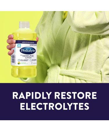 Pedialyte with Immune Support Electrolyte Solution Hydration Drink with Zinc Selenium and Magnesium Lemon Lime 1 Liter Pack of 4 - Buy Online on GoSupps.com