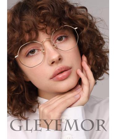 Gleyemor Blue Light Glasses for Women & Men - Vintage Octagonal Metal Gold Frame 52mm Computer Glasses - Buy Online on GoSupps.com