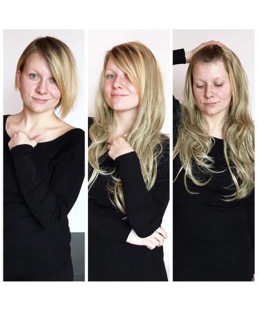 Blonde Long Wavy Clip-in Half Head Wig Extension - 210g Synthetic Hair for Women 8-22 - Buy Online on GoSupps.com