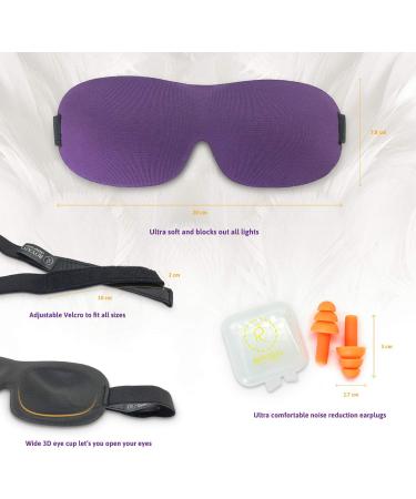 ROVAZO 3D Sleep Mask and Ear Plug Travel Set 2 Pack - Contoured Adjustable Eye Shades with Comfortable Silicone Ear Plugs - Ideal for Planes and Naps - Bonus Pouch - Buy Online on GoSupps.com
