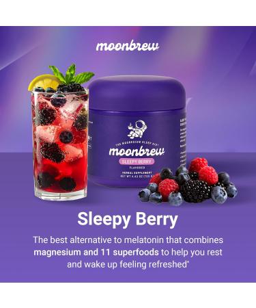 MoonBrew Nighttime Magnesium Sleepy Berry Smoothie Natural Sleep Aid Drink Mix for Adults - Calming Melatonin-Free Sleep Support with L-Theanine Chamomile & Zinc Glycinate - 25 Servings 1 Pack - Buy Online on GoSupps.com