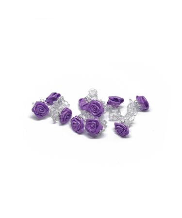 5 x hair clips roses - bridal hair accessories - rose hair clip - purple 5 pieces (1 pack) purple