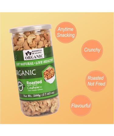 Blessfull Healing Organic Natural Vegan Mint Masala Roasted Halves/Pieces Cashew Nuts Crunchy Kaju 500 Gram - Buy Online on GoSupps.com