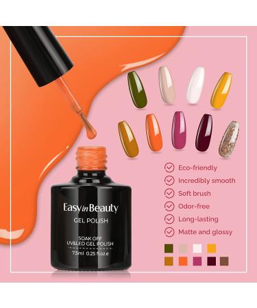 EasyinBeauty Gel Nail Polish Kit with 48W UV/LED Lamp - 9 Colors, Manicure Tools, Base and Top Coat - Caramel Gift Set for Women - Buy Online on GoSupps.com