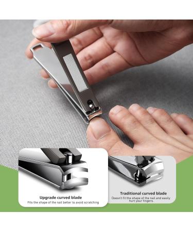 Baluca Upgraded Curved Nail Clipper - Professional Stainless Steel Toenail & Fingernail Cutter for Seniors | Ideal for Thick Nails - Greyish Black - Buy Online on GoSupps.com