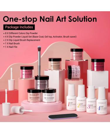 AZUREBEAUTY 17 Pcs Dip Powder Nail Kit - Classic Pink Nude Neutral Colors for French Manicure - Beginner Friendly - Buy Online on GoSupps.com