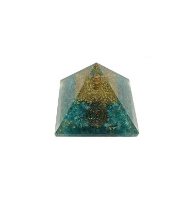 Blue Aquamarine Crystal Orgone Pyramid Healing Stone Crystal Chakra Pyramid EMF Protection Positive Energy Generator Orgonite Meditation Spiritual Balance Stones with Velvet Phouch