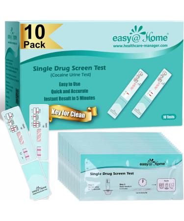 Easy Home Cocaine Urine Test Card - Detect COC in Urine with 300 ng/mL Cutoff Level - Single Drug Test Kit - 10 Value Pack #EDCO-114