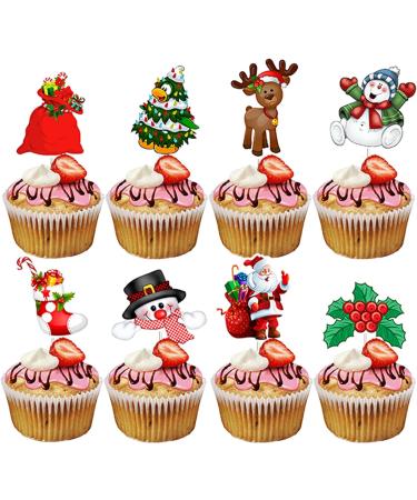 TSJ 24PCS Christmas Cupcake Toppers Picks Cake Dessert Decorations Stick Toothpicks Xmas Party Supplies Christmas a - Buy Online on GoSupps.com