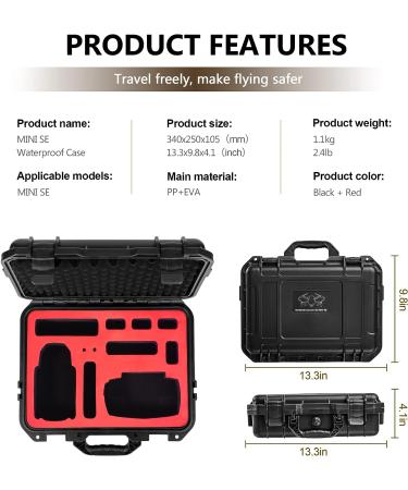 Tomat Mini SE Case: Waterproof Hard Carrying Case for DJI Mini SE Fly More Combo - Buy Online on GoSupps.com