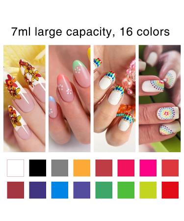16 Pcs Nail Art 3D Paint Pen Set for Halloween & Christmas | DIY Dotting & Drawing Marker Pens | Fine Tip One Step Nail Polish Pen - Buy Online on GoSupps.com