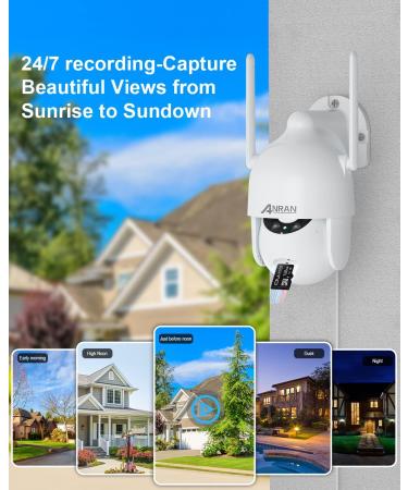 ANRAN 2K Outdoor Security Camera with Spotlight and Siren | 360 View, Color Night Vision, Two-Way Audio | IP66 Waterproof | SD & Cloud Storage | P2 White - Buy Online on GoSupps.com