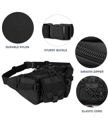 Huntvp Tactical Belt Bag | Water-Repellent Hip Bag for Outdoor Activities | Perfect for Running Hiking Cycling & Camping | Black - L - Buy Online on GoSupps.com